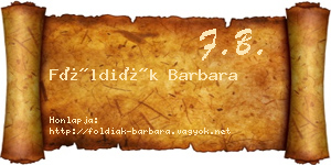 Földiák Barbara névjegykártya